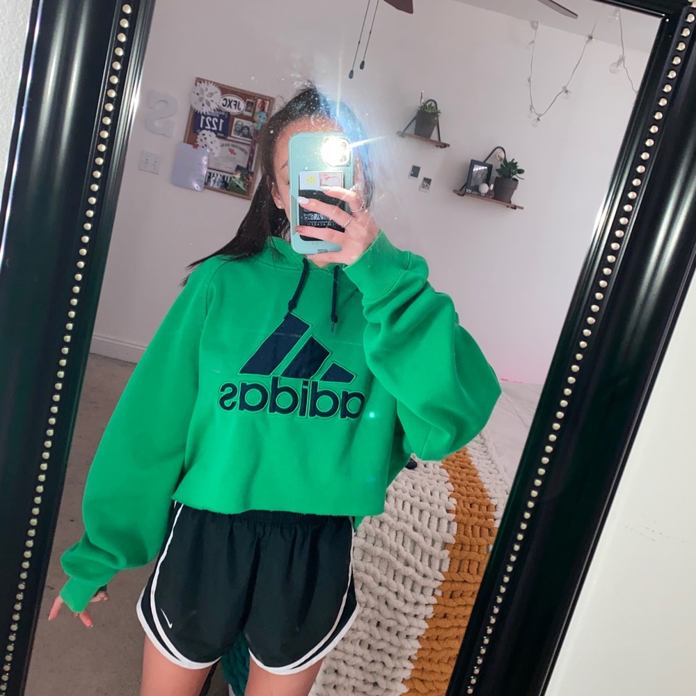 Oversized cropped Adidas hoodie